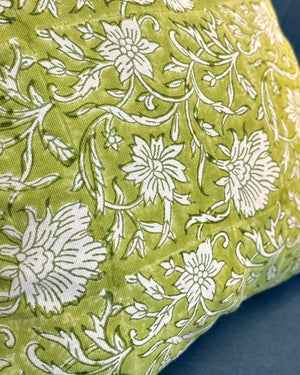 Green floral cushion cover