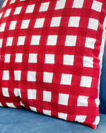 Red checks cushion cover