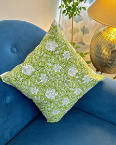 Green floral cushion cover