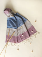 Silk scarf with blue & pink stripes