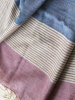 Silk scarf with blue & pink stripes