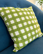 Green checks cushion cover