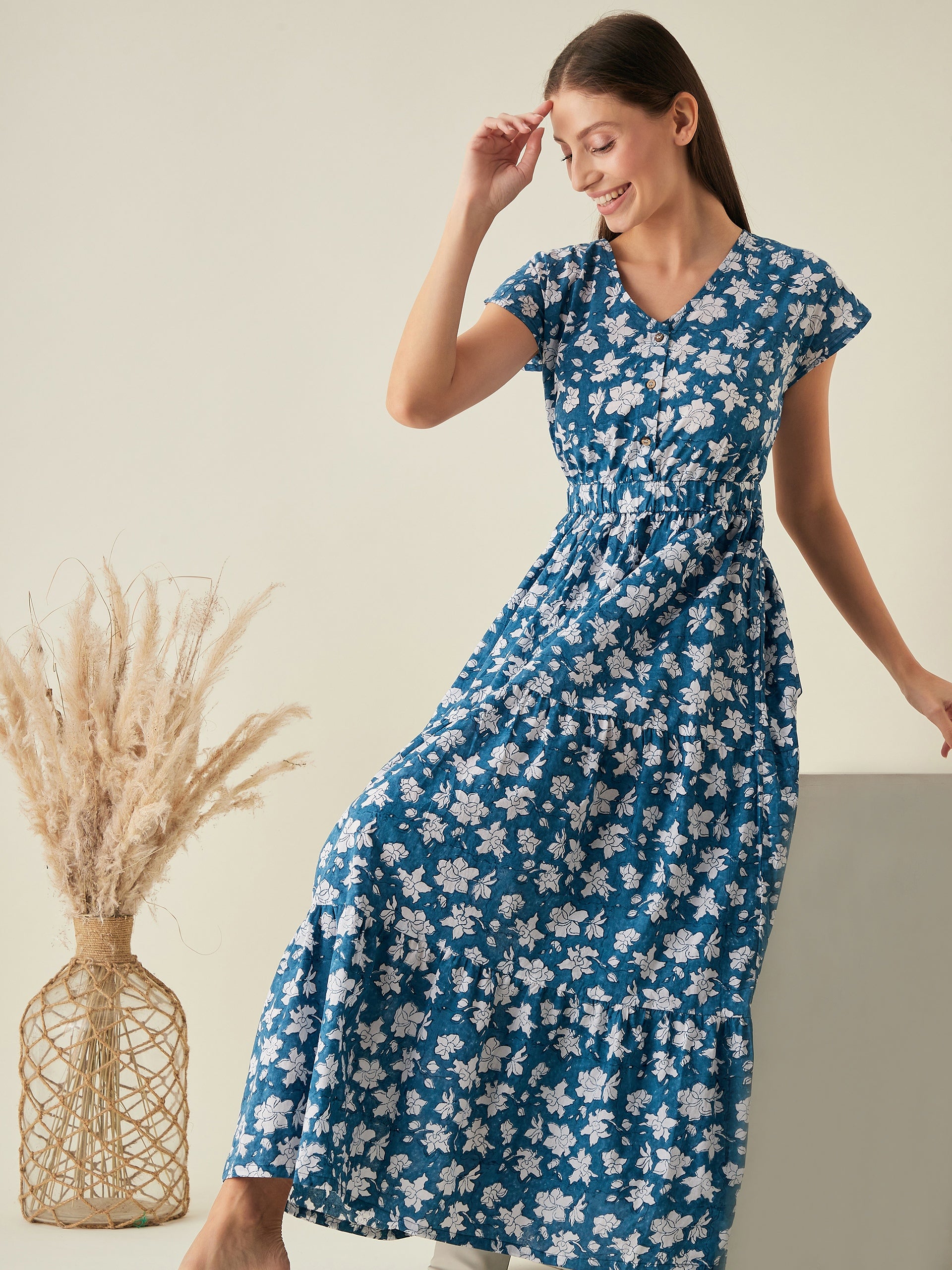 Long Tiered Dress - Blue