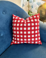 Red checks cushion cover