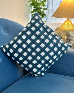 Blue checks cushion cover