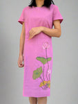 VIDYA Cherry Pink Cotton Hemp Bodycon Dress