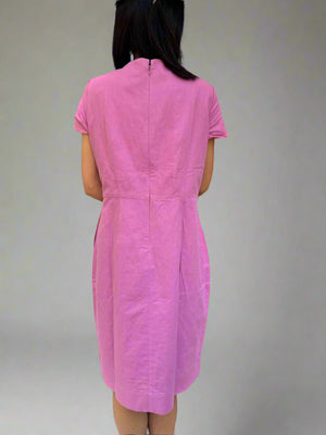 VIDYA Cherry Pink Cotton Hemp Bodycon Dress