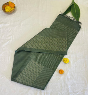 Verdant Bliss Tasar Silk Saree