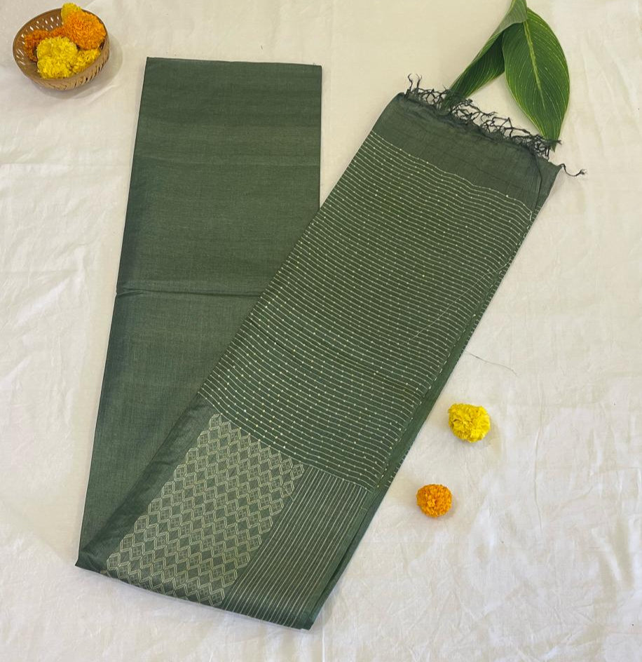 Verdant Bliss Tasar Silk Saree