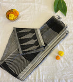 Smoky Charm Handloom Linen Saree