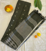 Slate Symphony Handloom Linen Saree