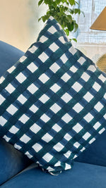 Blue checks cushion cover