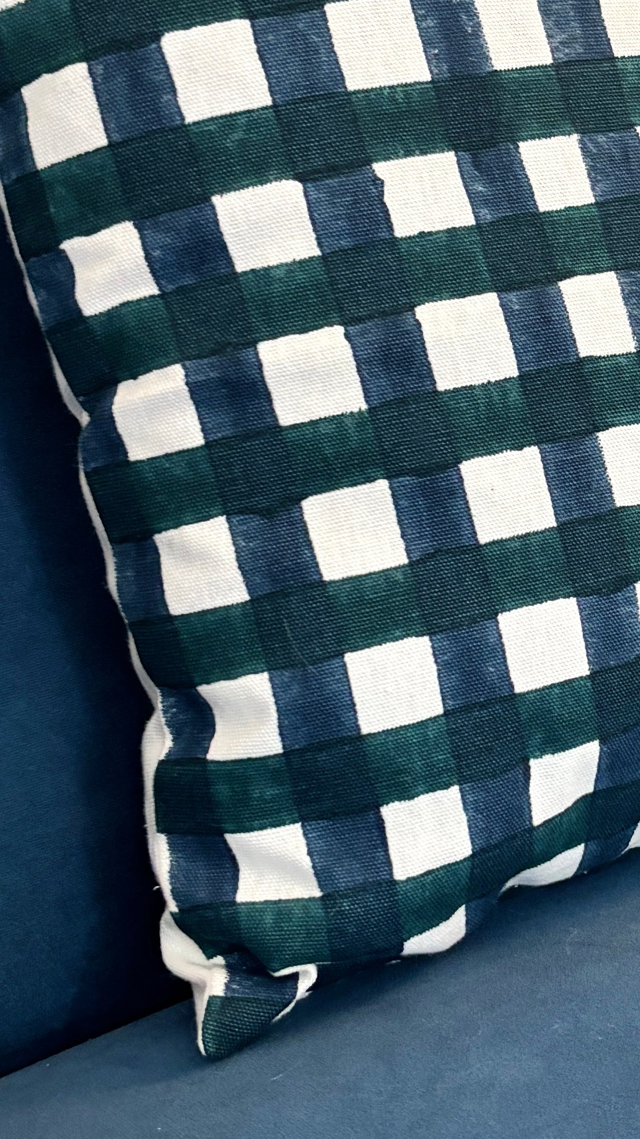 Blue checks cushion cover