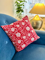 Red floral cushion cover