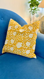 Mustard floral cushion cover