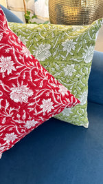 Red floral cushion cover