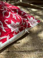 Red floral cushion cover