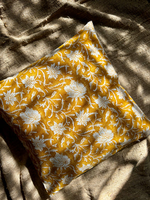 Mustard floral cushion cover