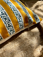 Mustard & blue cushion cover