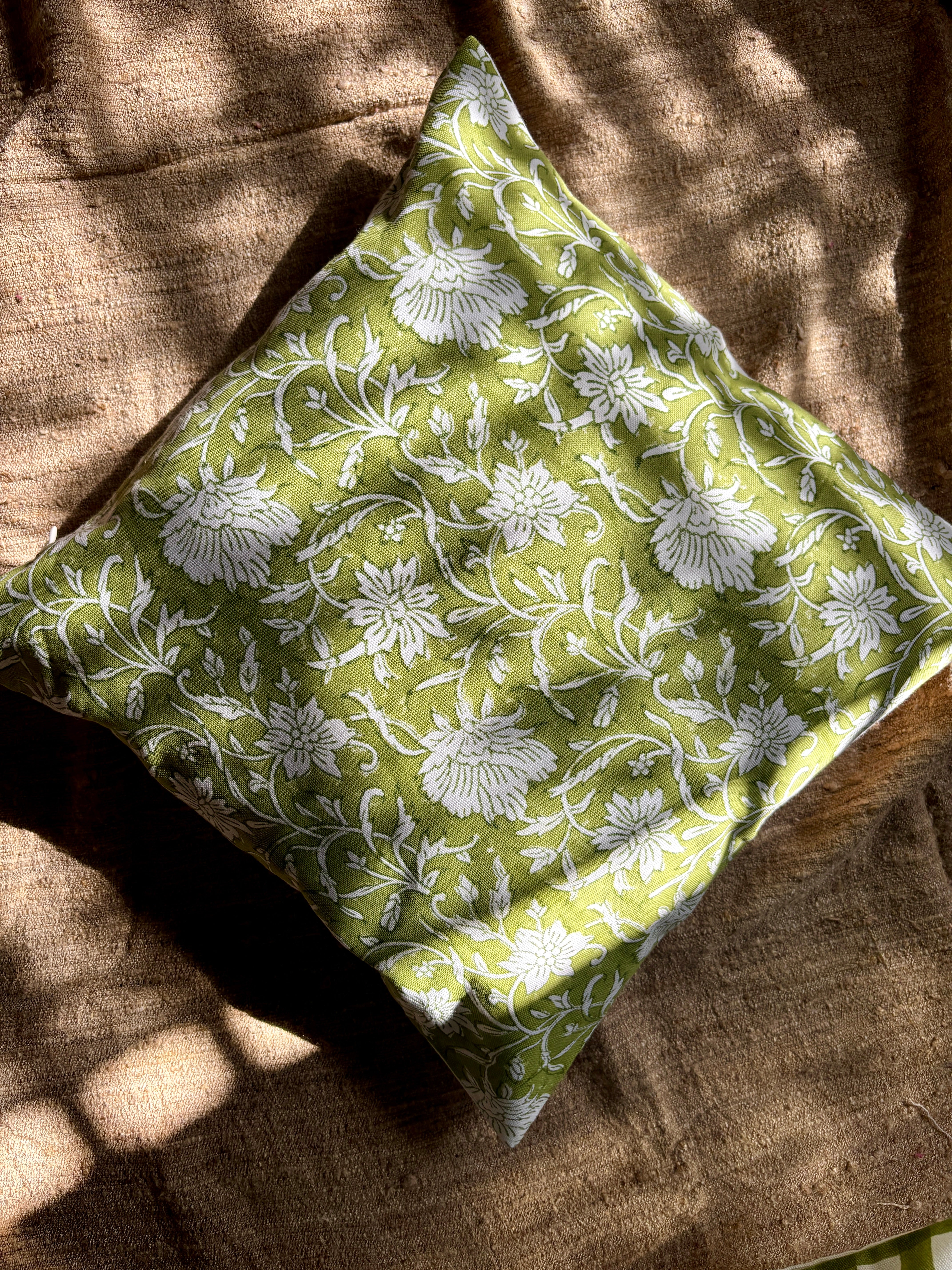 Green floral cushion cover