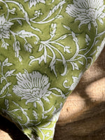 Green floral cushion cover