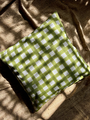 Green checks cushion cover