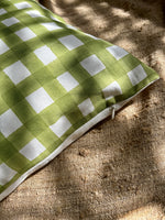 Green checks cushion cover