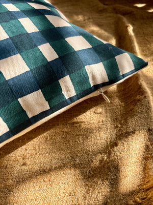 Blue checks cushion cover