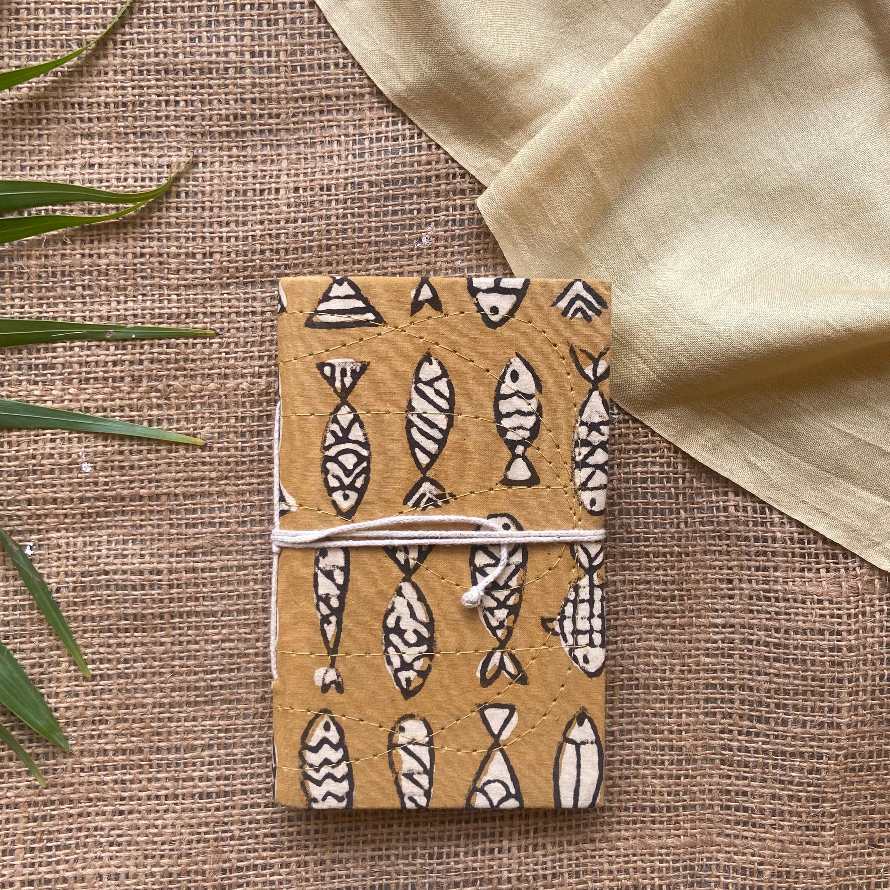 Block printed Journal with cotton cord A6