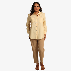 MALLIKA Cotton buttercup collared full-sleeve shirt