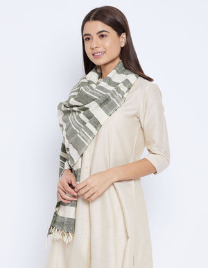 Silk Scarf with green stripes