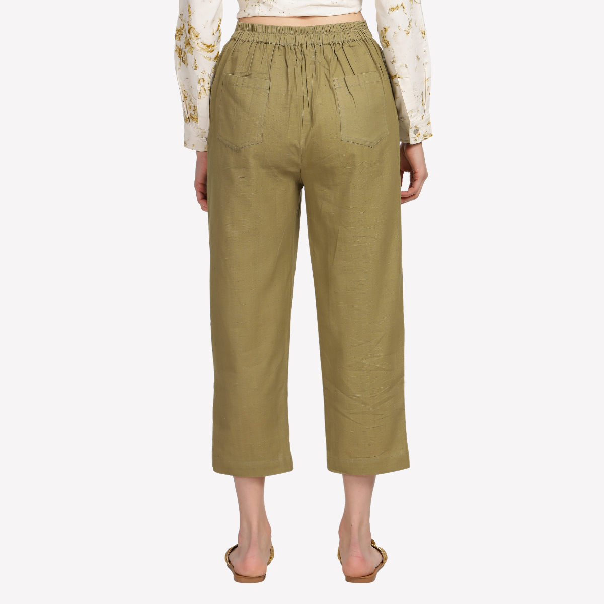 TANISHA Olive green ankle-length trouser